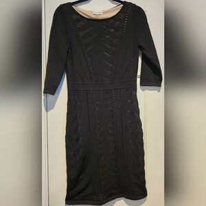 Women's Calvin Klein Knee Length Dress 3/4 Sleeves Nude Lining Size Medium